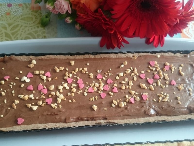 Cliquez pour zoomer ! Tarte au chocolat et cacahuètes caramélisées Thermomix par Sabrina.b