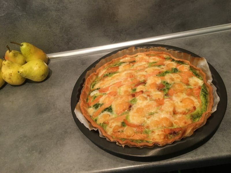 Cliquez pour zoomer ! Tarte épinards, saumon et chèvre Thermomix par delphmag