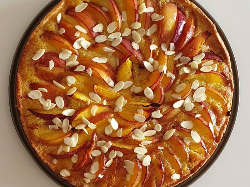 Cliquez pour zoomer ! Tarte aux pêches jaunes et pistache Thermomix par stephanie_451