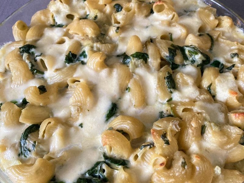 Cliquez pour zoomer ! Gratin de pâtes aux épinards et artichauts Thermomix par maelle17