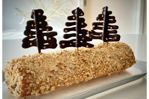 Cliquez pour zoomer ! Bûche pralinée aux éclats de noisettes caramélisés Thermomix par nathalie_borella