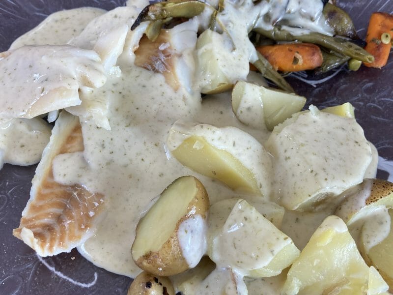Cliquez pour zoomer ! Filet de cabillaud et sa sauce persillée Thermomix par pepette61
