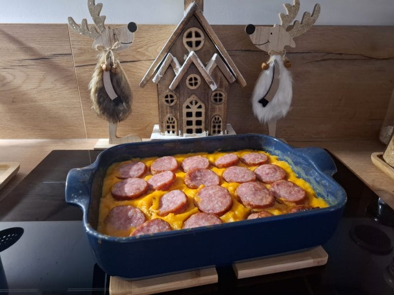 Cliquez pour zoomer ! Gratin de butternut à la saucisse de Montbéliard Thermomix par Petroni