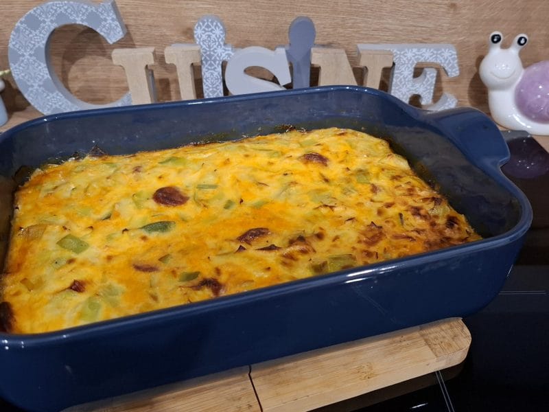 Cliquez pour zoomer ! Clafoutis cancoillotte, poireaux et chorizo Thermomix par Petroni