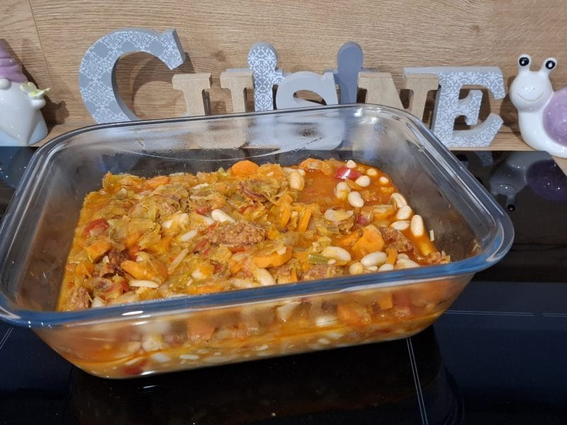 Cliquez pour zoomer ! Mijoté d’haricots blanc légumes et chorizo Thermomix par Petroni