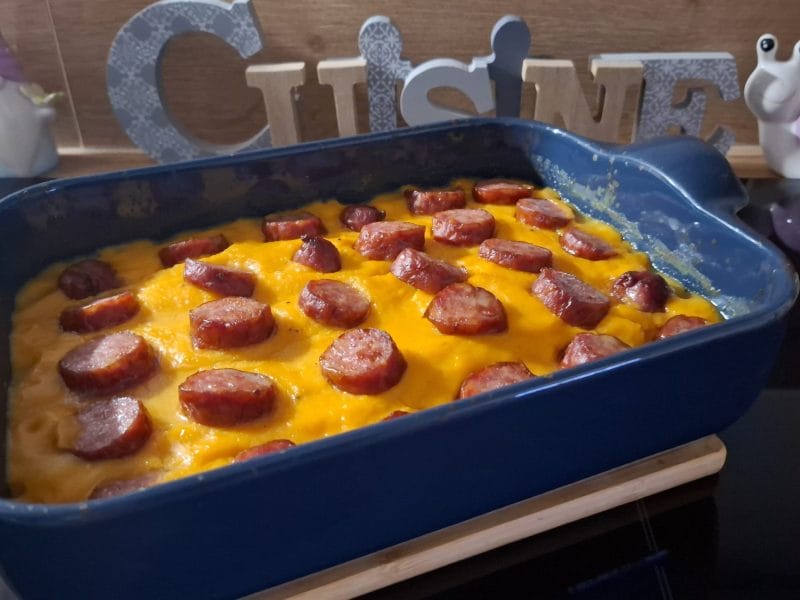Cliquez pour zoomer ! Gratin de butternut à la saucisse de Montbéliard Thermomix par Petroni