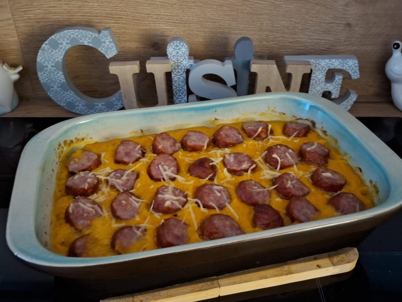 Cliquez pour zoomer ! Gratin de butternut à la saucisse de Montbéliard Thermomix par Petroni
