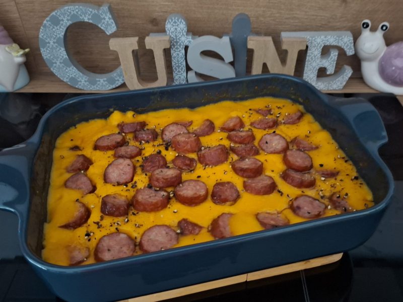 Cliquez pour zoomer ! Gratin de butternut à la saucisse de Montbéliard Thermomix par Petroni