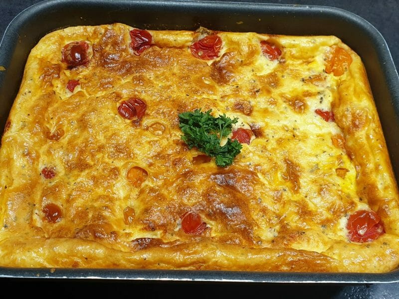 Cliquez pour zoomer ! Clafoutis tomates cerises et fromage de chèvre Thermomix par Petroni