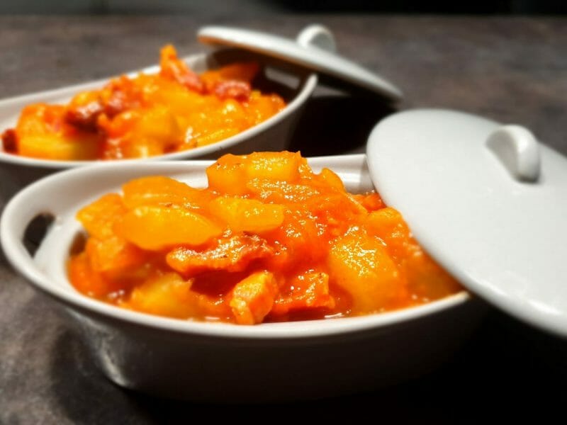 Cliquez pour zoomer ! Concombre cuit lardons tomate paprika Thermomix par Petroni