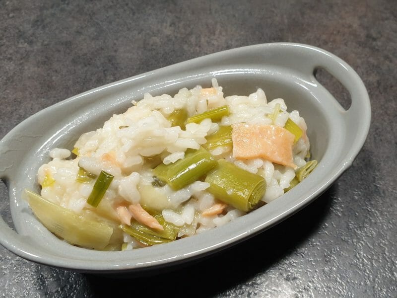 Cliquez pour zoomer ! Risotto poireaux et saumon fumé Thermomix par Petroni