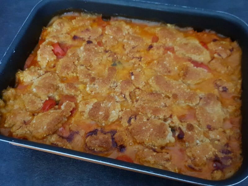 Cliquez pour zoomer ! Crumble poivrons, tomates, parmesan Thermomix par Petroni