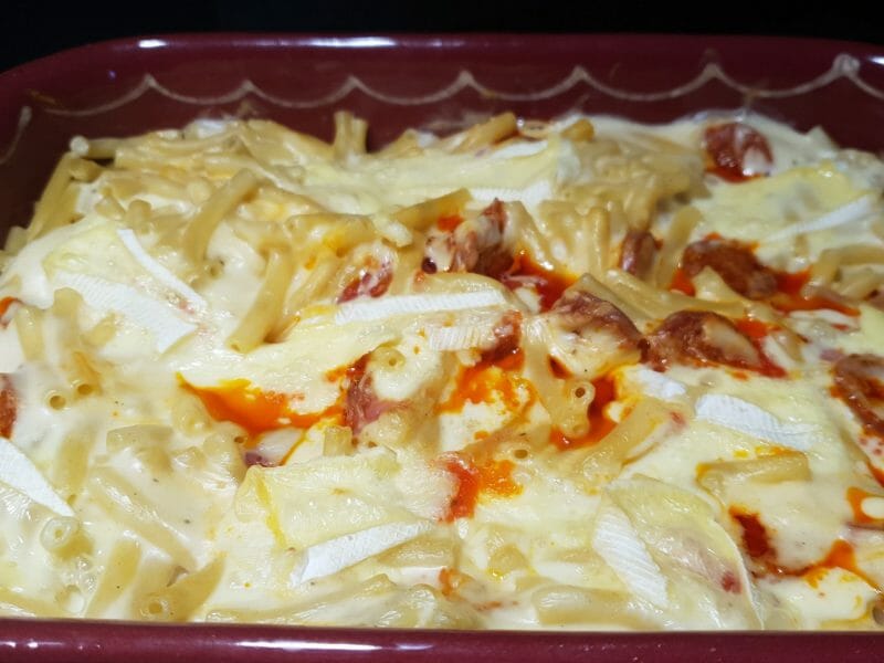Cliquez pour zoomer ! Gratin de macaroni reblochon et chorizo Thermomix par Petroni