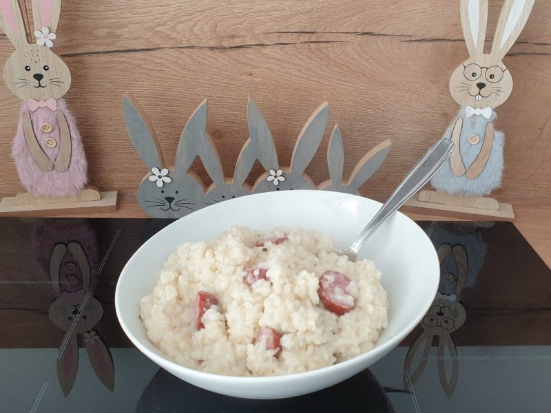 Cliquez pour zoomer ! Risotto à la saucisse fumée et au comté Thermomix par Petroni