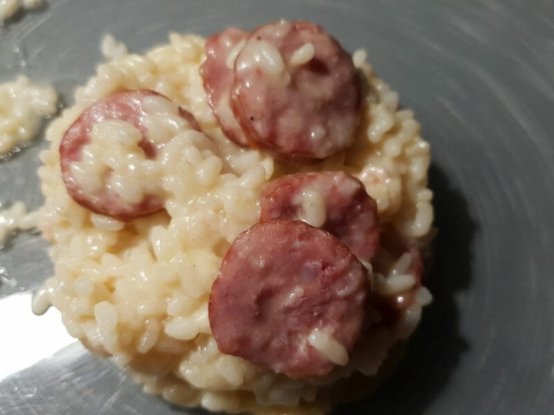 Cliquez pour zoomer ! Risotto à la saucisse fumée et au comté Thermomix par Petroni
