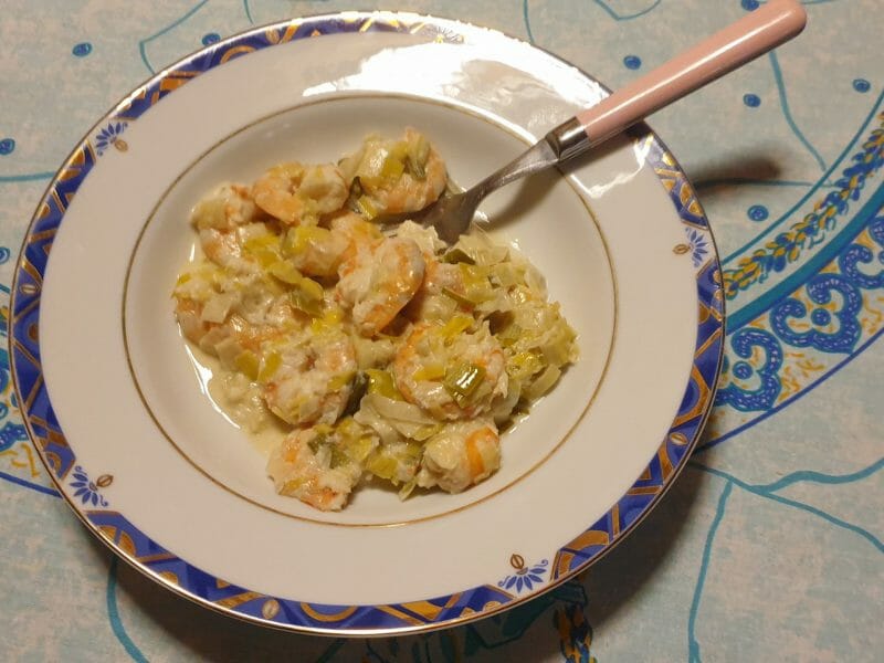 Cliquez pour zoomer ! Crevettes roses aux poireaux Thermomix par Petroni