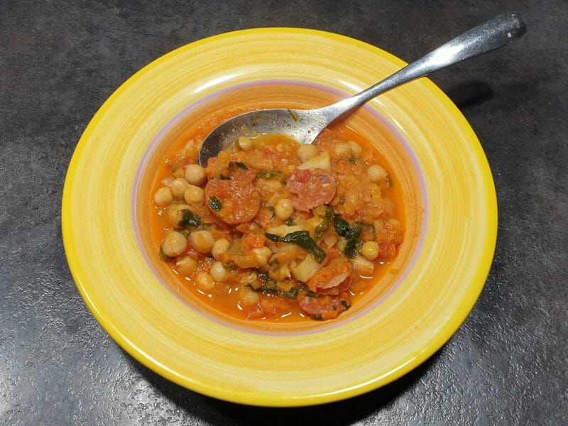 Cliquez pour zoomer ! Ragoût de pois chiches et chorizo aux épinards Thermomix par Petroni