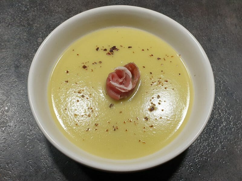 Cliquez pour zoomer ! Crème de poireaux, poires et jambon cru Thermomix par Petroni
