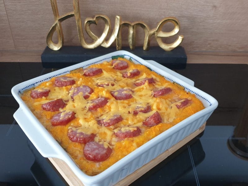 Cliquez pour zoomer ! Gratin de butternut à la saucisse de Montbéliard Thermomix par Petroni
