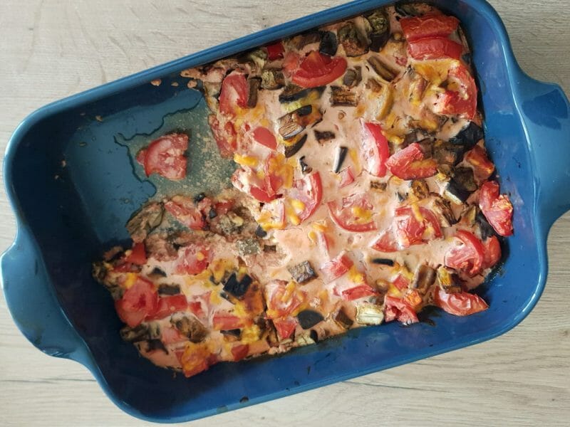 Cliquez pour zoomer ! Clafoutis aubergines et tomates Thermomix par Petroni