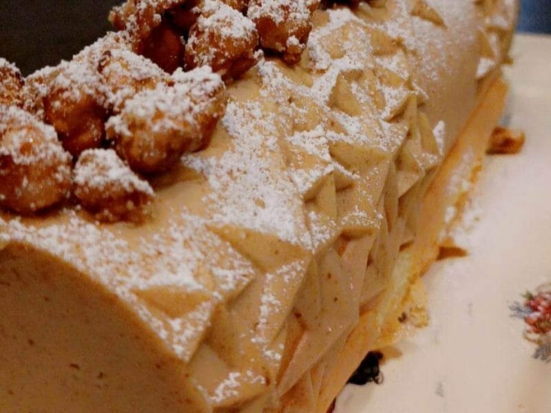 Cliquez pour zoomer ! Bûche pralinée aux éclats de noisettes caramélisés Thermomix par celine_278