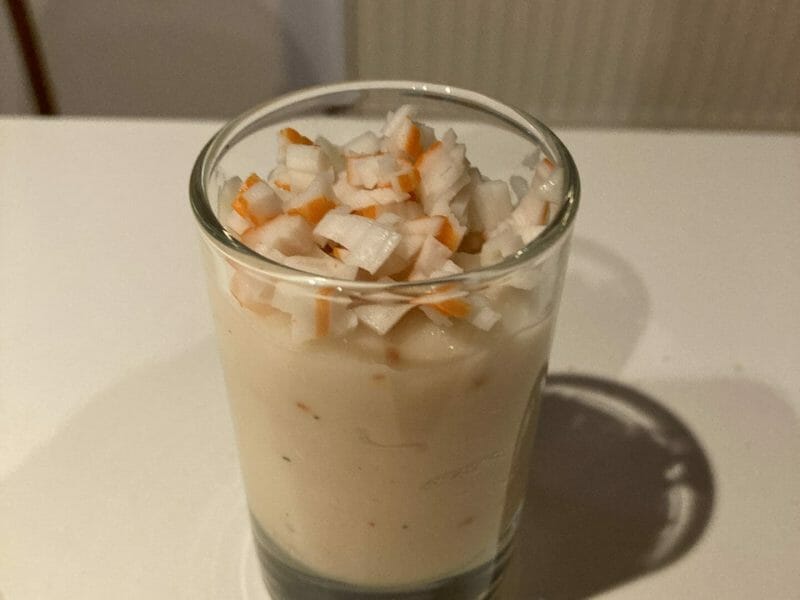 Cliquez pour zoomer ! Verrine de mousse de chou-fleur et crevettes Thermomix par laurenetam