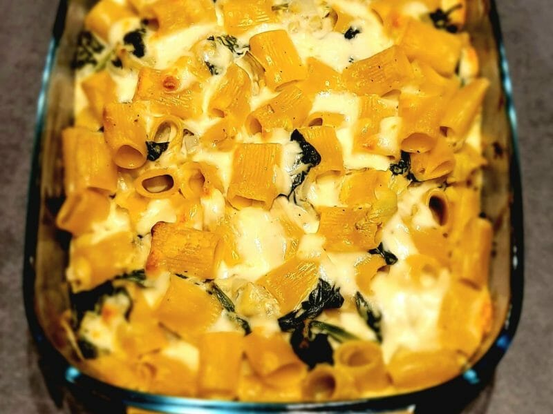 Cliquez pour zoomer ! Gratin de pâtes aux épinards et artichauts Thermomix par Sabrina