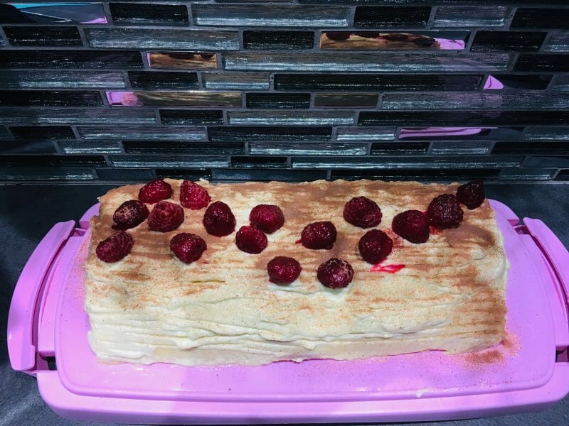 Cliquez pour zoomer ! Bûche de Noël framboises et chocolat blanc Thermomix par Cath1910