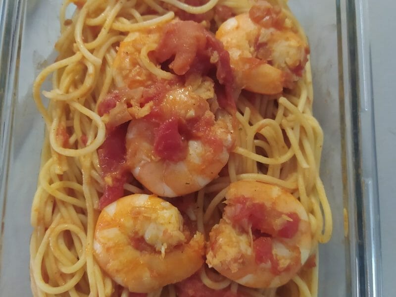 Cliquez pour zoomer ! Spaghettis aux crevettes et à l’ail Thermomix par anyssou
