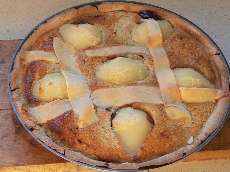 Cliquez pour zoomer ! Tarte aux poires sur lit de chocolat Thermomix par Sanou47