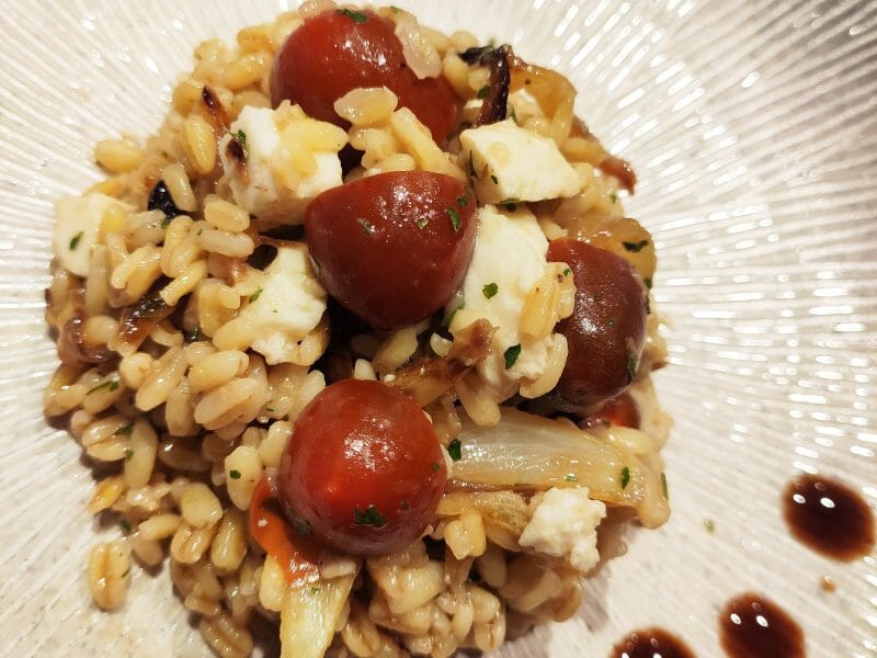 Cliquez pour zoomer ! Salade d’ebly, oignon caramélisé & mozzarella Thermomix par marionbsrd