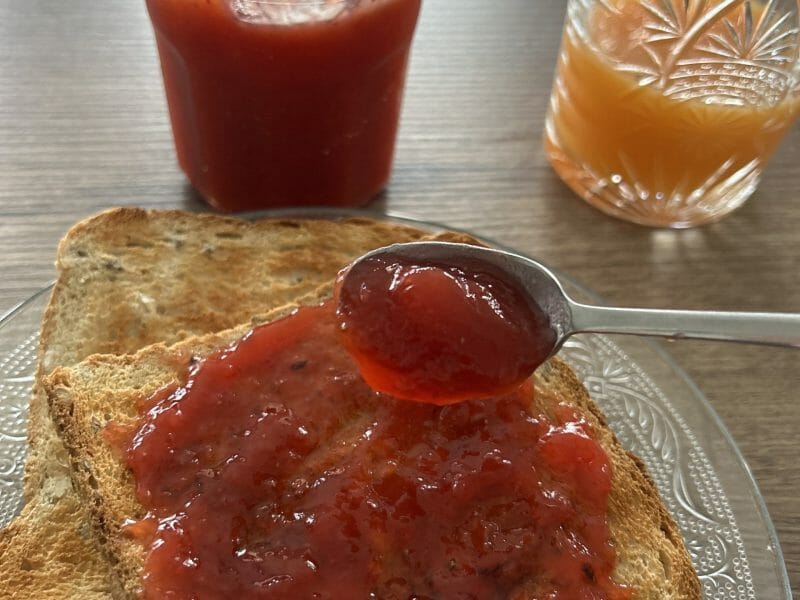 Cliquez pour zoomer ! Confiture mangue fraises Thermomix par Clelia