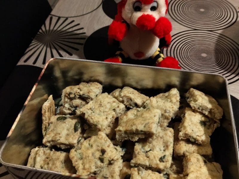 Cliquez pour zoomer ! Crackers salés à l’emmental et aux graines Thermomix par La cuisinelle