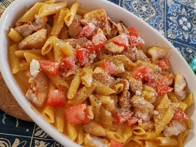 Cliquez pour zoomer ! Pennes au poulet, tomates et champignons Thermomix par cliia07