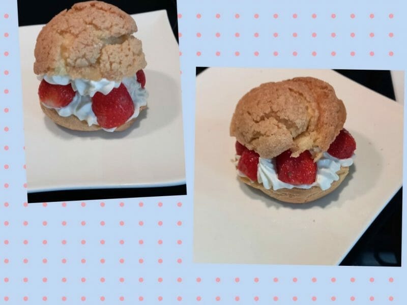 Cliquez pour zoomer ! Choux craquelin fraises chantilly Thermomix par Shaaz