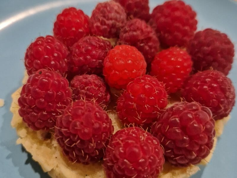 Cliquez pour zoomer ! Tartelettes framboises sur crème d’amande et pistache Thermomix par Gautier