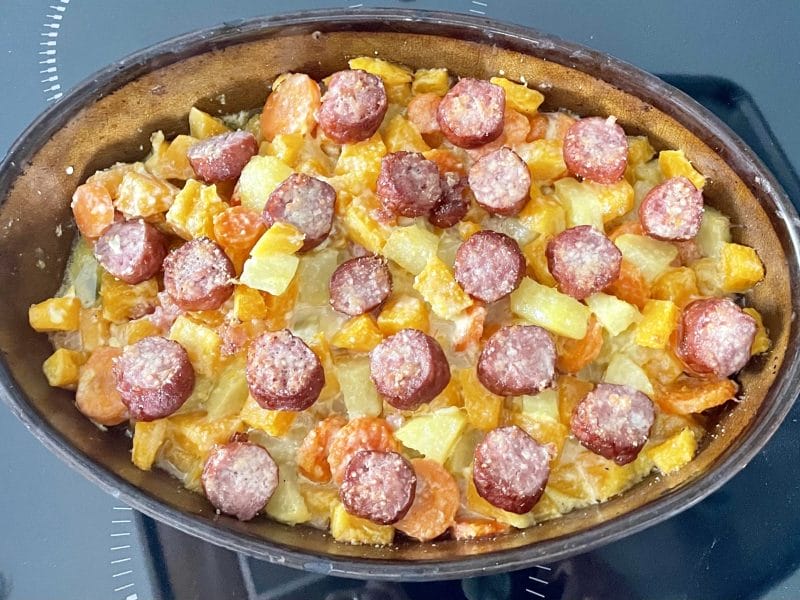 Cliquez pour zoomer ! Gratin de butternut à la saucisse de Montbéliard Thermomix par na_11