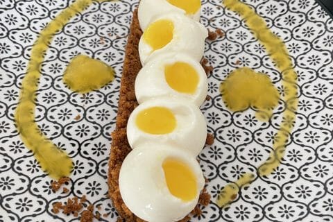 Cliquez pour zoomer ! Panna cotta citron sur sablé spéculoos et miroir de mangue Thermomix par TamOrt