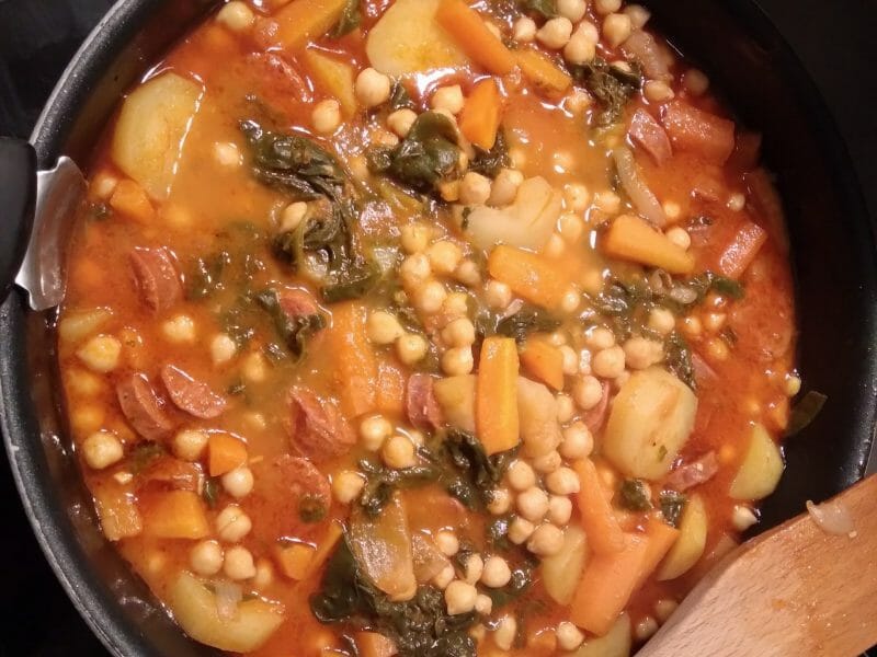 Cliquez pour zoomer ! Ragoût de pois chiches au chorizo et épinards Thermomix par Gsica