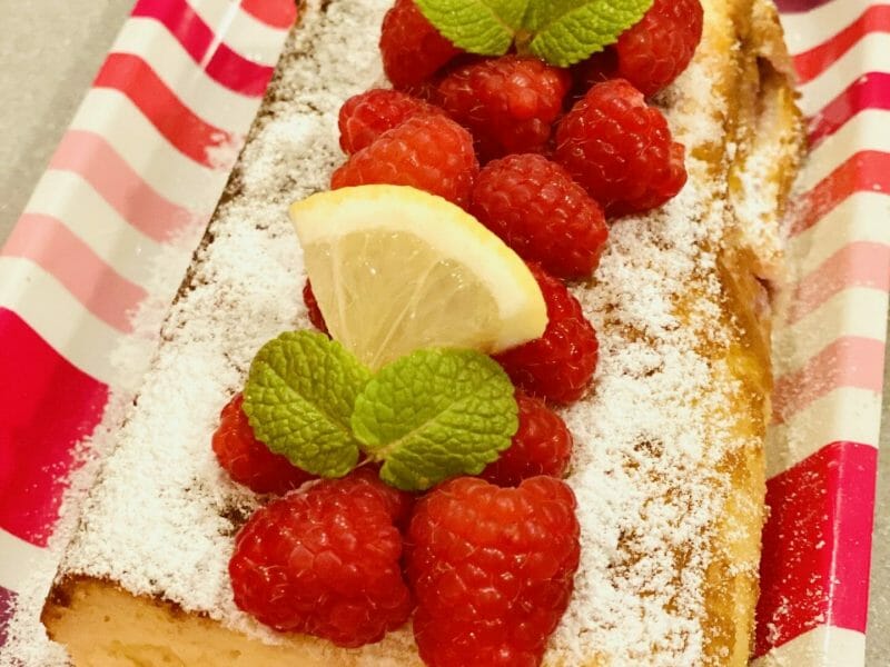 Cliquez pour zoomer ! Gâteau à la ricotta, amandes et framboises Thermomix par Chriscuisine