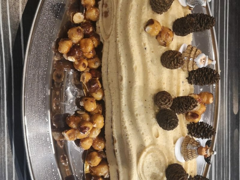 Cliquez pour zoomer ! Bûche pralinée aux éclats de noisettes caramélisés Thermomix par chloe_be