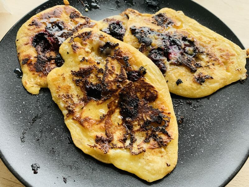 Cliquez pour zoomer ! Pancake myrtilles et pépites de chocolat Thermomix par Théo