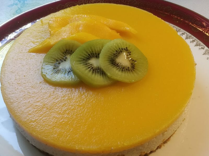 Cliquez pour zoomer ! Panna cotta citron sur sablé spéculoos et miroir de mangue Thermomix par lenou10
