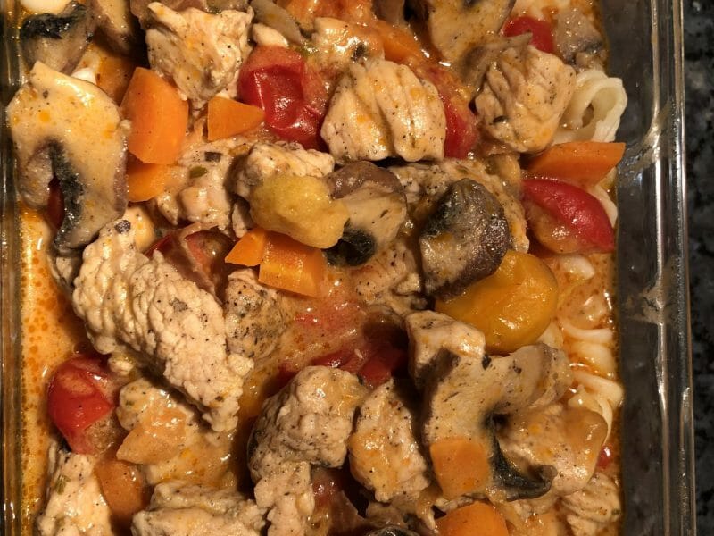 Cliquez pour zoomer ! Pennes au poulet, tomates et champignons Thermomix par Chris