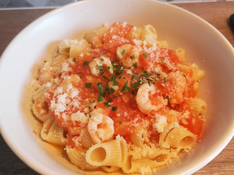 Cliquez pour zoomer ! Spaghettis aux crevettes et à l’ail Thermomix par maribo92