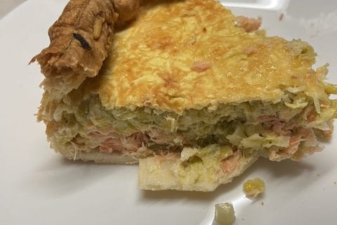 Cliquez pour zoomer ! Quiche poireaux et saumon Thermomix par DELAPORTE