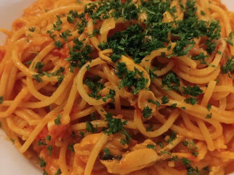 Cliquez pour zoomer ! Spaghettis aux crevettes et à l’ail Thermomix par mariepierrecuisine