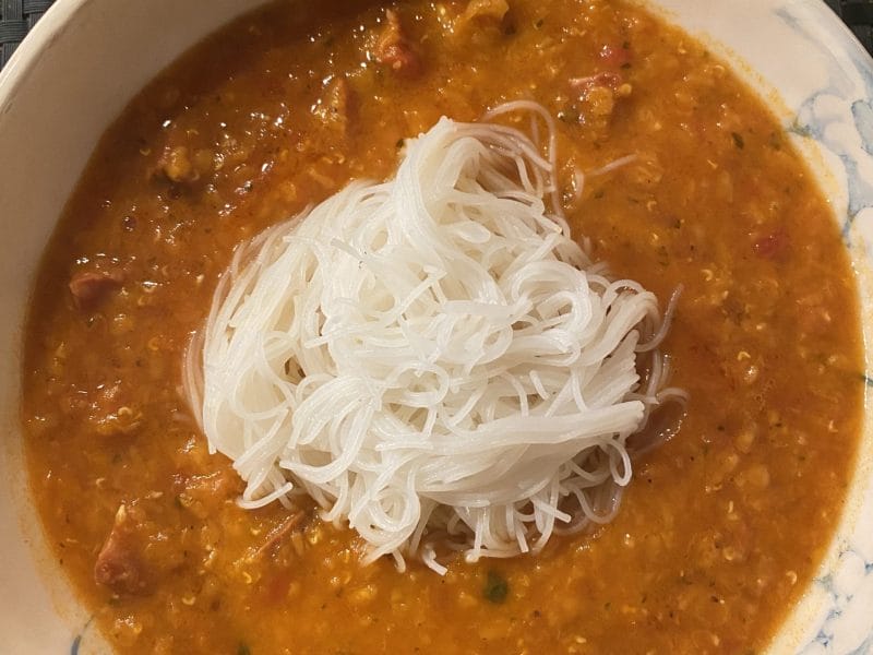 Cliquez pour zoomer ! Soupe de lentilles corail, curry et coco Thermomix par verolesluz