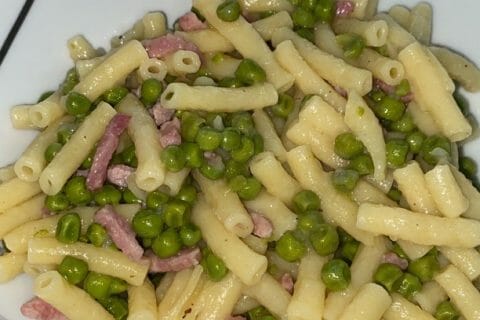 Cliquez pour zoomer ! Pâtes aux petits pois et lardons Thermomix par geeksy