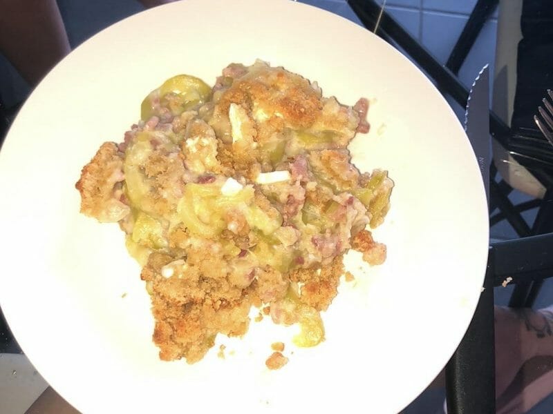 Cliquez pour zoomer ! Crumble courgettes, chèvre et lardons Thermomix par geeksy